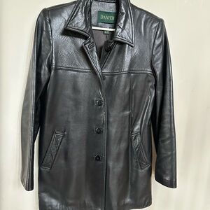 Danier Black Leather Button-Front Jacket